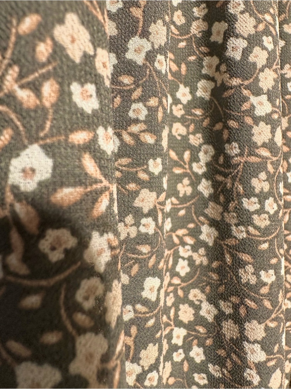 Apricot Floral Midi Dress US 8 Olive Tie Back Tiered Ruffle Sleeveless - Picture 5 of 9